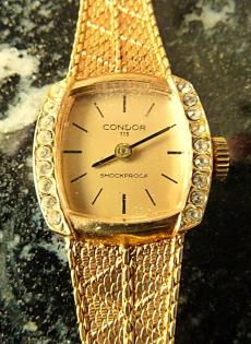 Condor 115 Damenarmbanduhr DAU hardvergoldet Handaufzug Zirkonia vintage 70er Ja