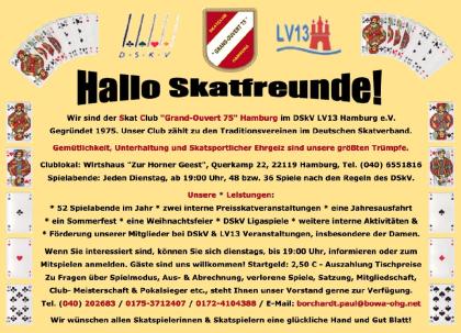 Skat Club Grand-Ouvert 75 Hamburg sucht Mitglieder innen
