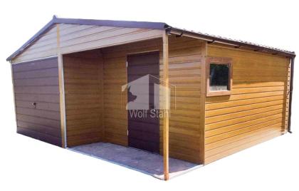 Blechgarage 6x6m Metallgarage Fertiggarage Holzoptik Hohe Qualität ID204