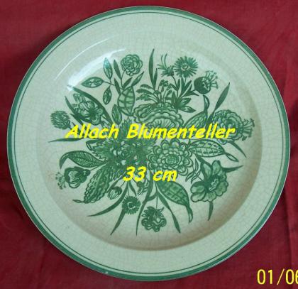 Allach Porzellan Teller Platte Blumen farbig bunt Keramik Allach Porcelain porz