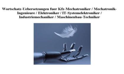 Technische Fachübersetzungen englisch Wörterbuch Begriffe kfz-Mechatronik Automo