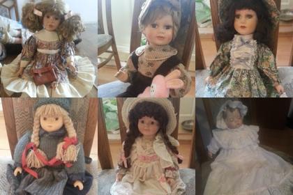6 süße gut erhaltene Sammler-Porzellanpuppen zu verkaufen.