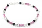 Facettiertes Armband Turmalinquarz und Pink Turmalin ca. 17 cm