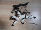 Marionette Pferd Holz bemalt Bewegungsschnüre