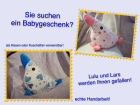 Kuschelvogel für Baby blau oder rosa auch als Kissen verwendbar aus echter Han