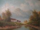 Landschaft von W . Motz signiertes Gemälde